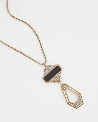 Chico's | Adjustable Amulet Pendant Necklace/ Black/Gold