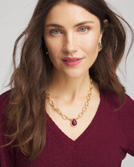 Chico's | Convertible Three-Strand Stone Pendant Necklace/ Purple