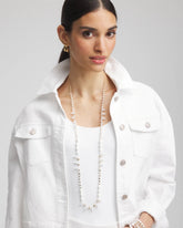 Chico's | White Beaded Single Strand Necklace/ White