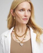 Chico's | Modern Pearl Clusters Choker Necklace/ White/Gold