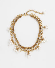 Chico's | Modern Pearl Clusters Choker Necklace/ White/Gold