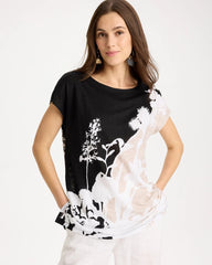 Chico's | Linen Floral Seamed Tunic/ Black
