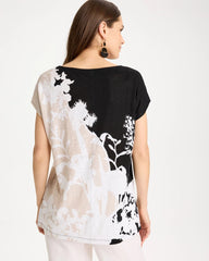 Chico's | Linen Floral Seamed Tunic/ Black
