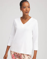 Chico's | Short Pima 3/4 Sleeve Tee/ Alabaster