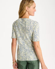 Chico's | Printed Cotton Slub Elbow-Sleeve Tee/ Sage Lime