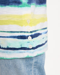 Chico's | Striped Cotton Slub Elbow-Sleeve Tee/ Sage Lime