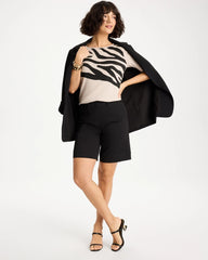 Chico's | Zebra Pima Elbow Sleeve Tee/ Smokey Taupe