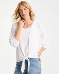 Chico's | Knit Gauze Tie-Front Cardigan/ Alabaster