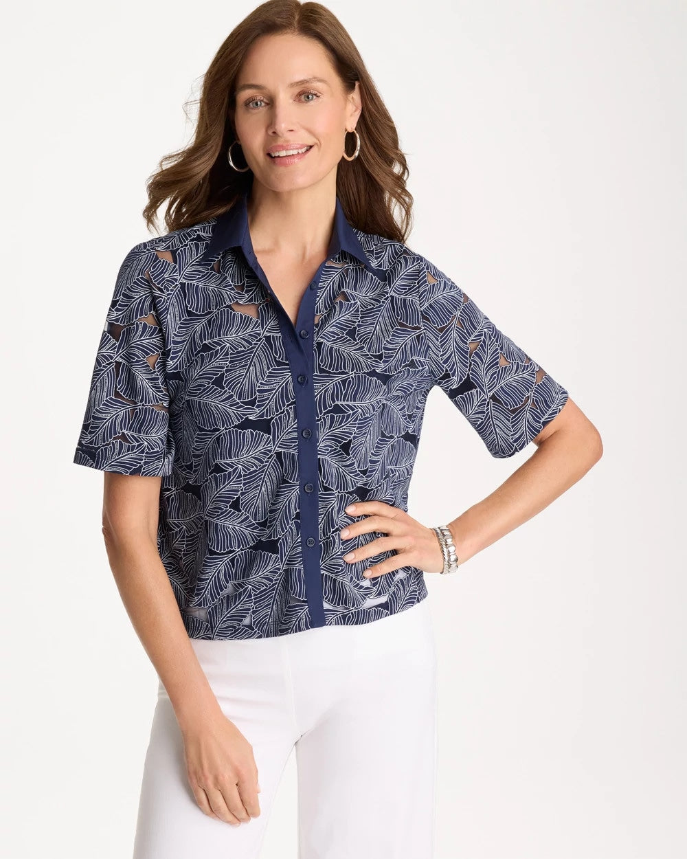 Chico's | Burnout Camp Tee/ Passport Blue