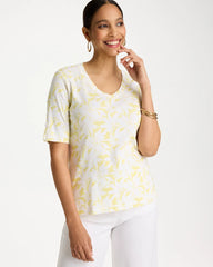 Chico's | Printed Pima Elbow-Sleeve Tee/ Sage Lime