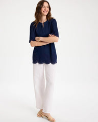 Chico's | Embroidered Cotton-Blend Tunic/ Dark Wash