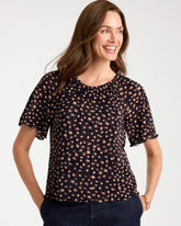 Chico's | Spotted Bodre Tee/ Passport Blue