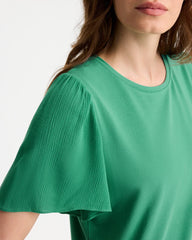 Chico's | Gauze Sleeve Soft-Stretch Tee/ Green Clover