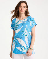 Chico's | Printed Linen Button Tunic/ Blue Tide