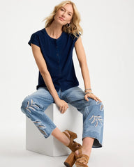 Chico's | Refined Denim Button Tee/ Riviera Authentic