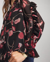 Chico's | Georgette Celtic Blooms Blouse/ Black