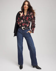 Chico's | Georgette Celtic Blooms Blouse/ Black