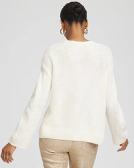 Chico's | Tonal Embroidered Boatneck Pullover Sweater/ English Cream
