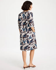Chico's | Poplin Cotton Popover Printed Dress/ Passport Blue