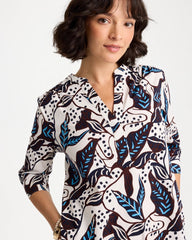Chico's | Poplin Cotton Popover Printed Dress/ Passport Blue