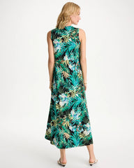 Chico's | Palm Printed Knit Maxi Dress/ Topanga Green