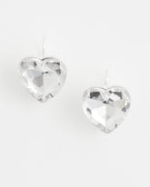 Chico's | Crystal Heart Gem Drop Earrings/ Neutral