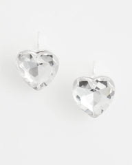 Chico's | Crystal Heart Gem Drop Earrings/ Neutral