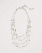 Chico's | Silvertone Nugget Illusion Necklace/ Silver