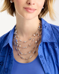 Chico's | Silvertone Nugget Illusion Necklace/ Silver