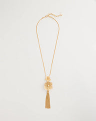Chico's | Filigree Flower Tassel Necklace/ Gold