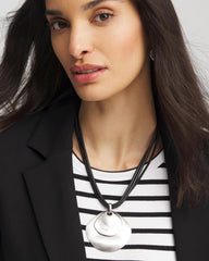 Chico's | Silver Pendant On Cord/ Silver