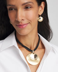 Chico's | Gold Pendant On Cord/ Gold
