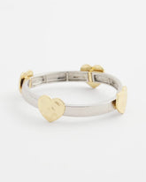 Chico's | Mixed Metal Heart Stretch Bracelet/ Mixed Metals