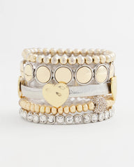 Chico's | Mixed Metal Heart Stretch Bracelet/ Mixed Metals