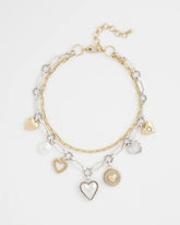 Chico's | Mixed Metal Heart Charm Necklace/ Mixed Metals