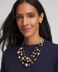 Chico's | Gold & Navy Bead Necklace/ Navy