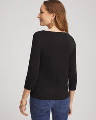 Chico's | Pima Cotton 3/4 Sleeve Tee/ Black