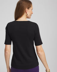 Chico's | Pima Cotton Henley Tee/ Black