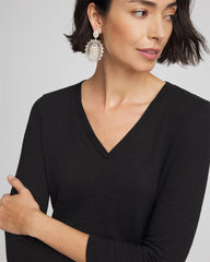 Chico's | Slub 3/4 Sleeve Tee/ Black