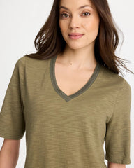 Chico's | Cotton Slub V-Neck Tee/ Lichen