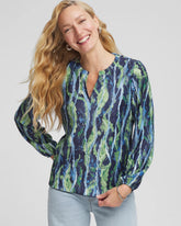 Chico's | Ocean Plume Crinkle Top/ Passport Blue