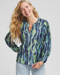 Chico's | Ocean Plume Crinkle Top/ Passport Blue