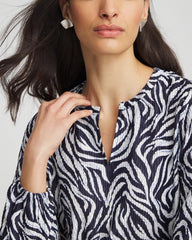 Chico's | Zebra Waves Crinkle Top/ Passport Blue