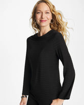Chico's | Textured Long Sleeve Cowlneck Tee/ Black