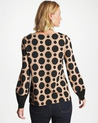 Chico's | Ponte Poplin Polka-Dot Top/ Cattail Brown