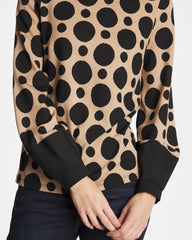 Chico's | Ponte Poplin Polka-Dot Top/ Cattail Brown