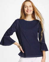 Chico's | Indigo Denim Trumpet Sleeve Top/ Denim