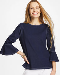 Chico's | Indigo Denim Trumpet Sleeve Top/ Denim
