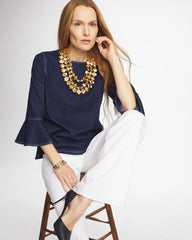 Chico's | Indigo Denim Trumpet Sleeve Top/ Denim