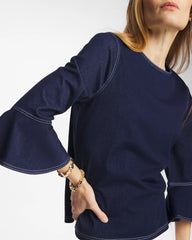 Chico's | Indigo Denim Trumpet Sleeve Top/ Denim